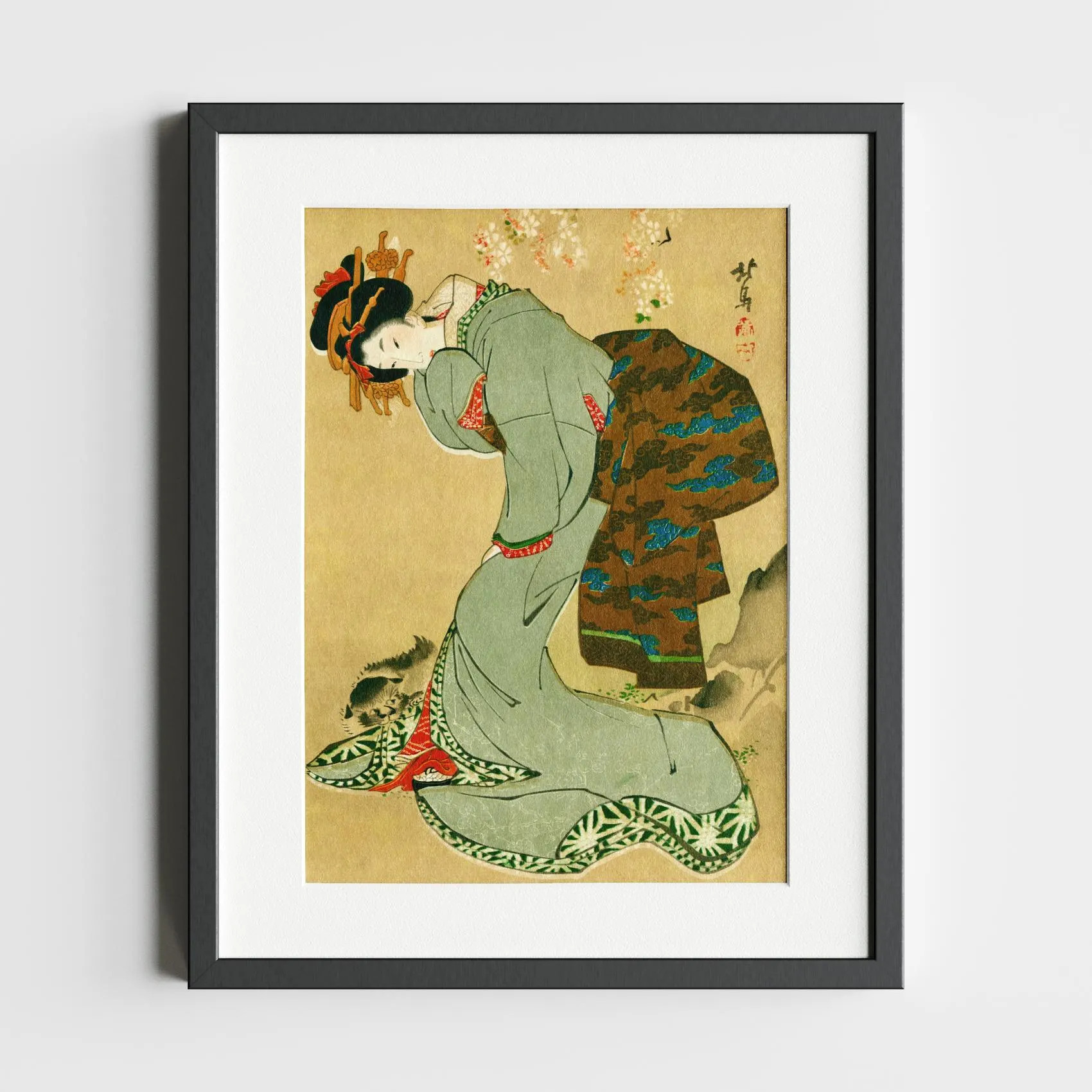 Woman Playing with a Cat by Kitagawa Utamaro